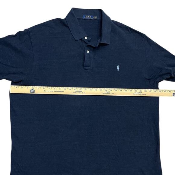 Polo Ralph Lauren 3XB Heather Navy Blue Cotton Polo Shirt Pony Logo Big & Tall - Picture 3 of 5